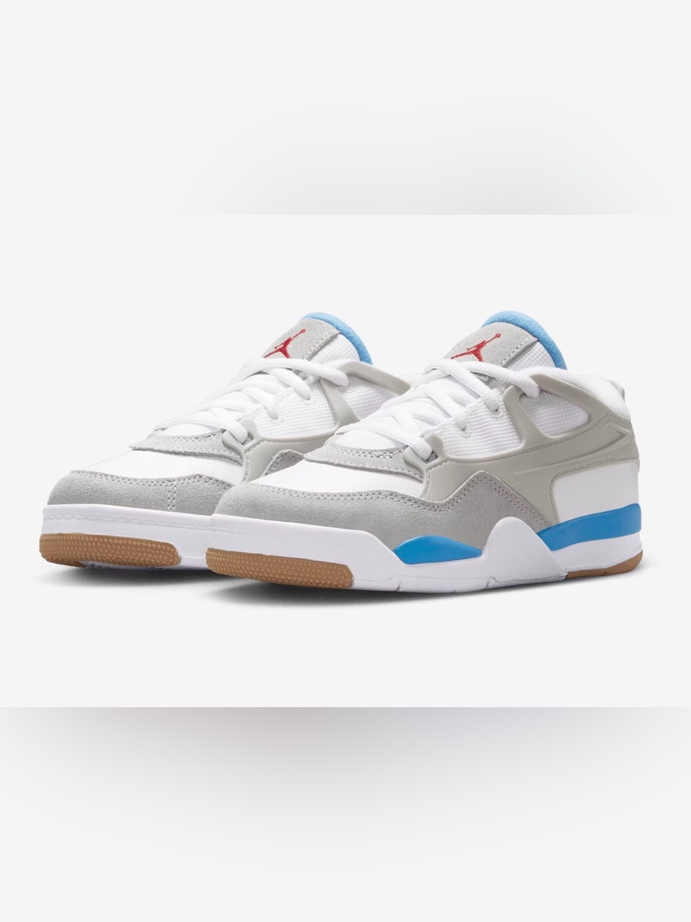 Jordan Kids White, Gray & Light Blue Low-Top Sneakers